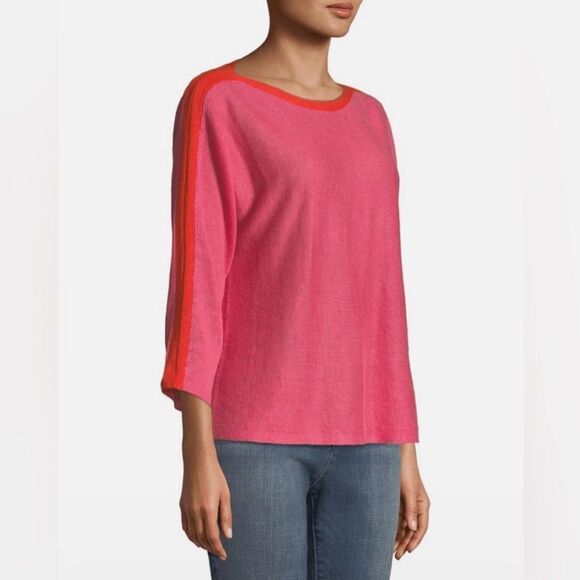 Eileen Fisher Color Block Linen Sweater - Picture 1 of 7